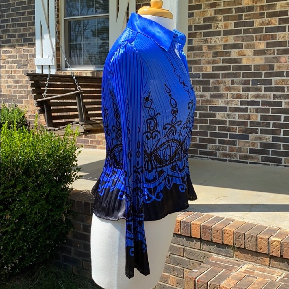 Sunny Leigh Petite Blue & Black Long Sleeve Top - Picture 4 of 6